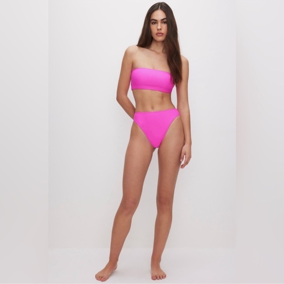 GOOD‎ AMERICAN NWT Neon Hot Pink Better Band bikini Two Piece Size Small - Picture 2 of 8